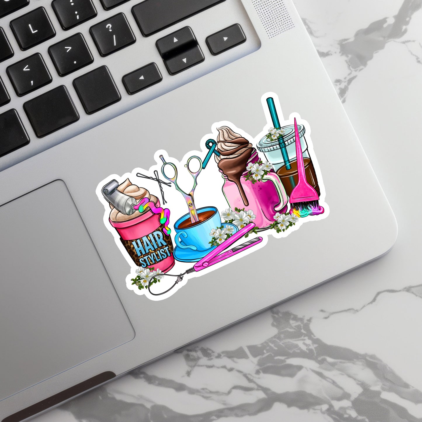Hairstylist Sticker -She works willingly with her hands - Decorative Sticker - Sticker