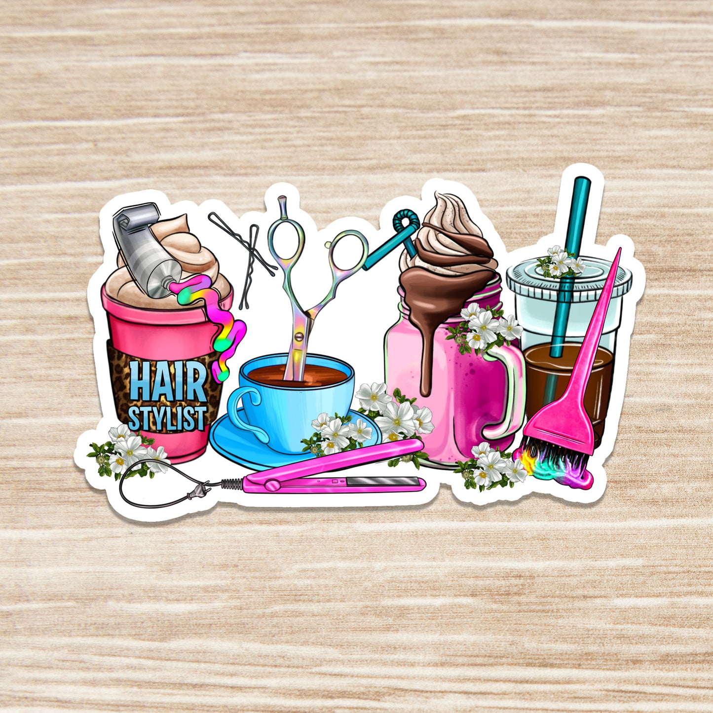 Hairstylist Sticker -She works willingly with her hands - Decorative Sticker - Sticker