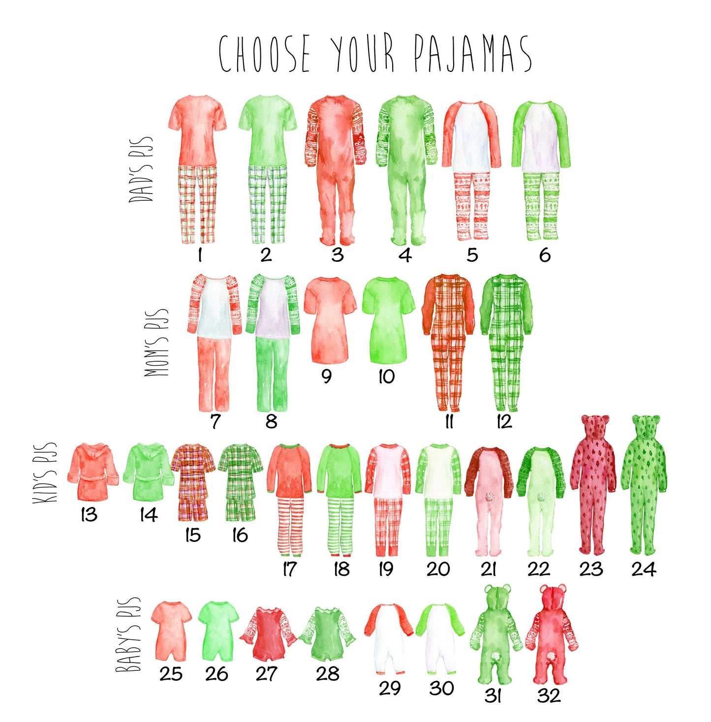 Unframed Custom Christmas Family Print - Custom Family Print - Christmas Family Pajamas - Custom Family Portrait - Christmas Print