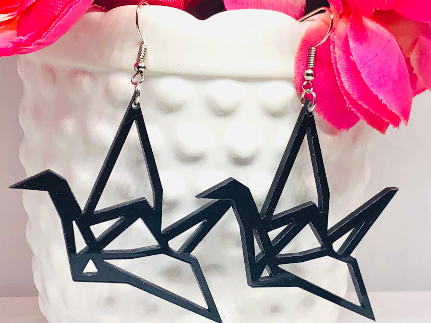 Crane Earrings - Black Crane Earrings - Dangle Earrings - Fun Earrings - Fun Gift - Novelty Earrings