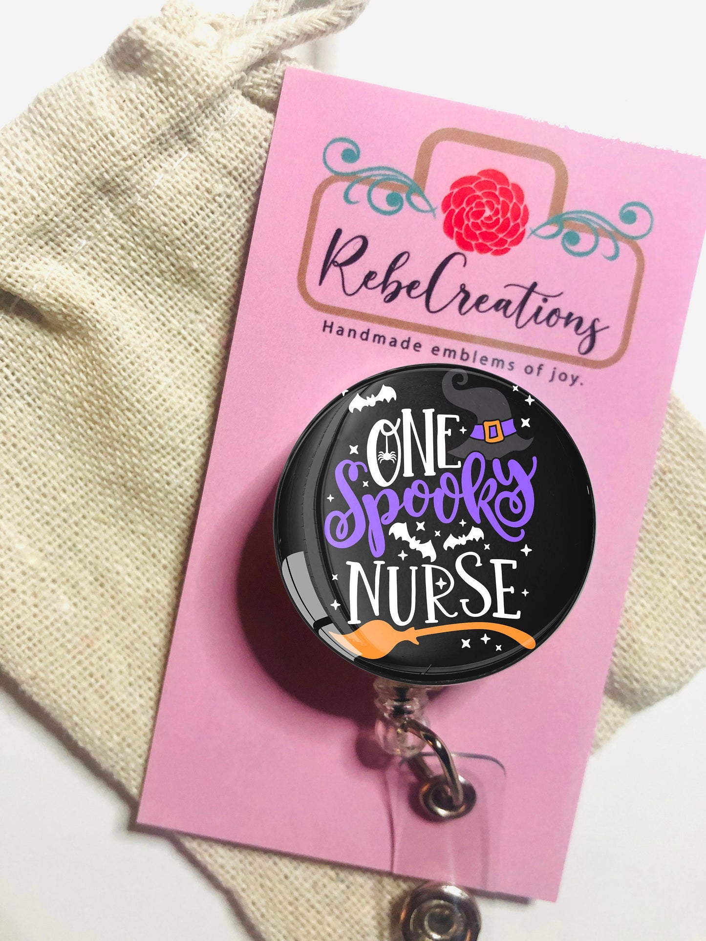 One Spooky Nurse Badge Reel - Halloween Nurse Badge Reel - RN Halloween Badge Reel - ID Retractable badge, ID Badge Reel - Nurse Gift