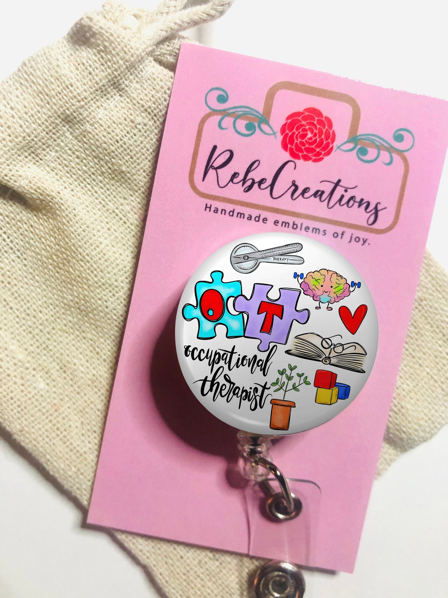 Occupational Therapist Badge Reel - PT Badge Reel - ID Retractable badge, ID Badge Reel - Pt Gift - Ot Gift - Occupational Therapist Gift
