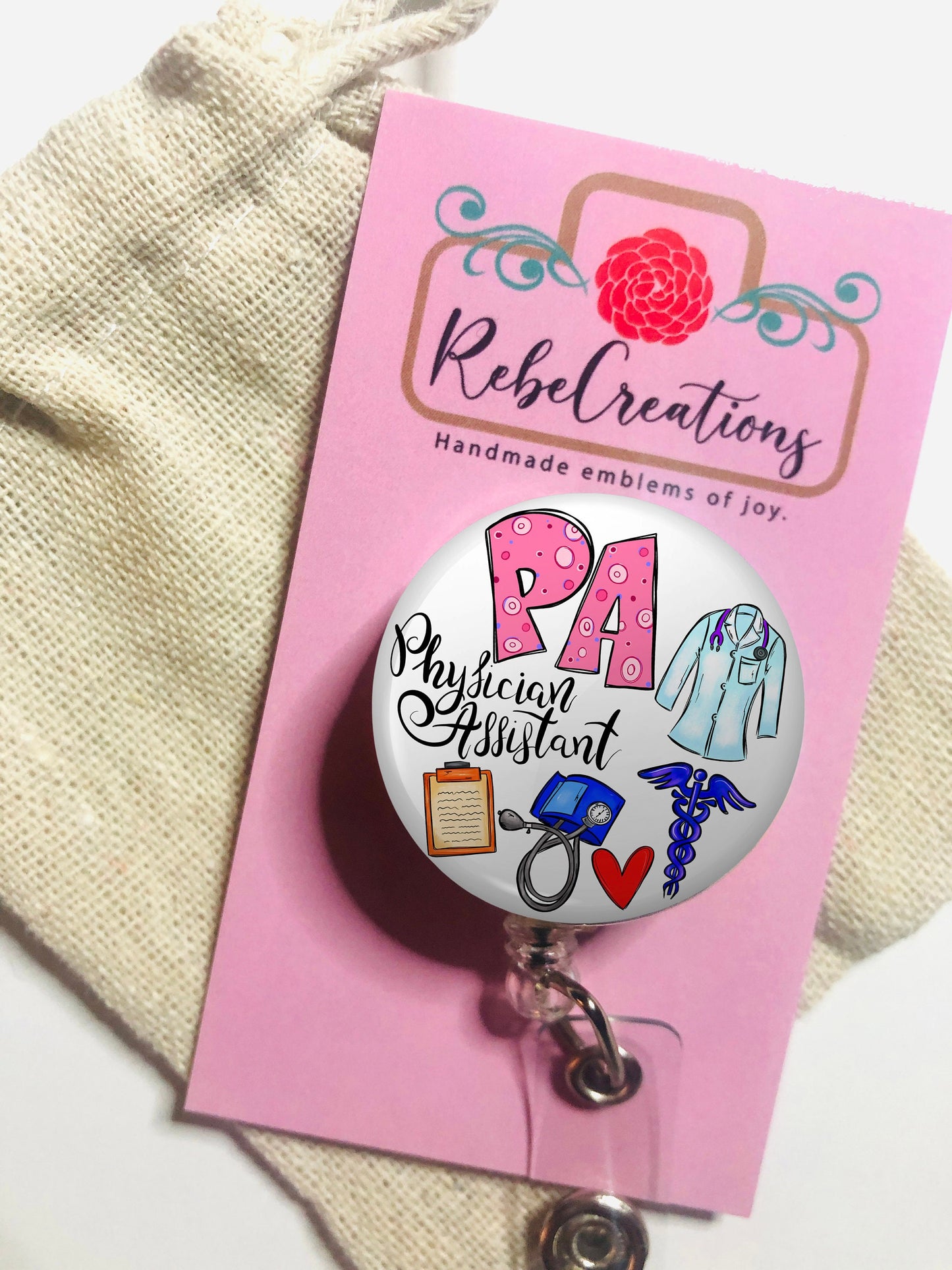 Physician Assistant Badge Reel - Physician Assistant Badge Reel - ID Retractable badge, ID Badge Reel - PA Gift