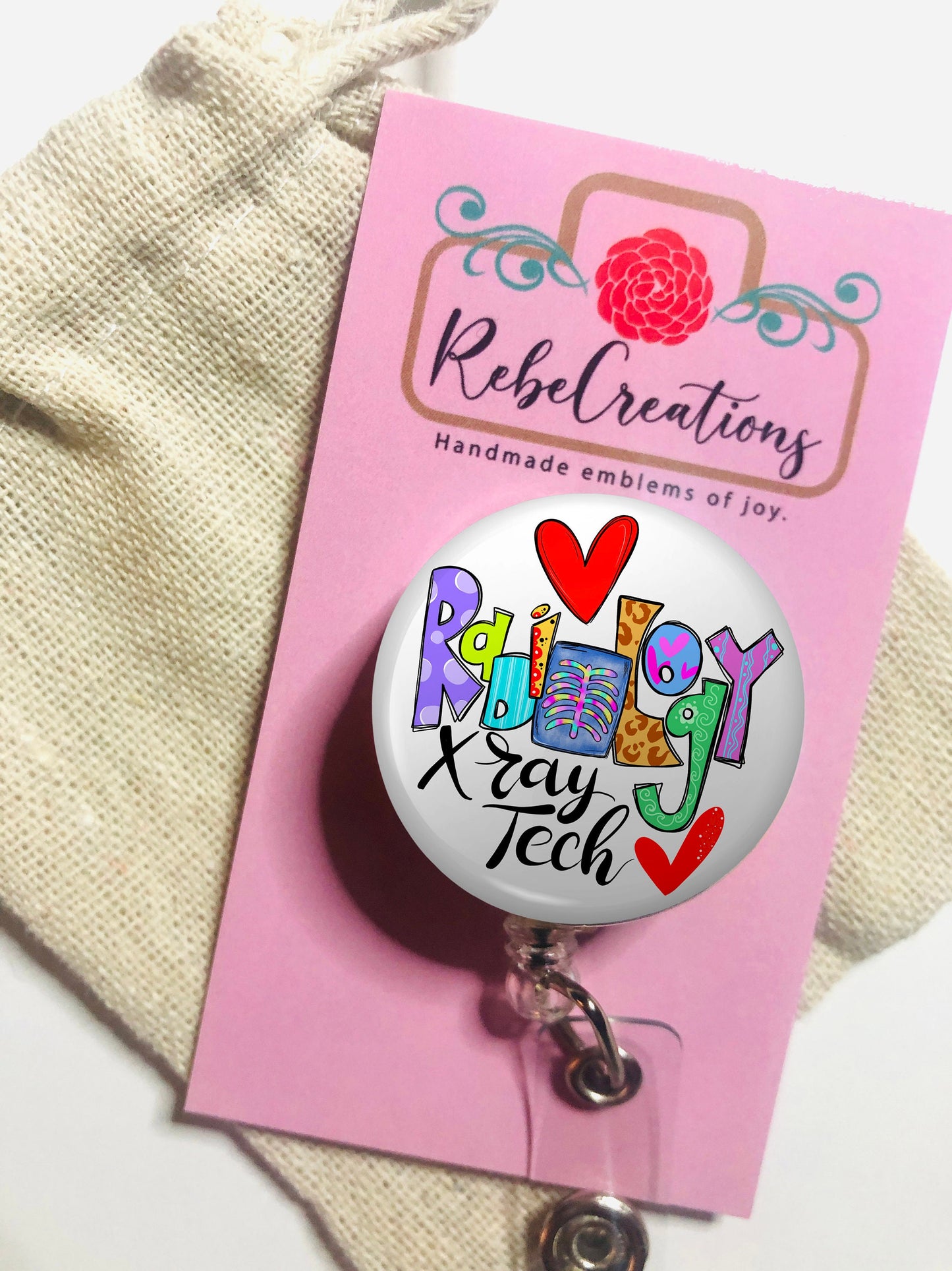 Radiology Tech Badge Reel - Xray Tech Badge Reel - ID Retractable badge, ID Badge Reel - Radiology Tech Gift