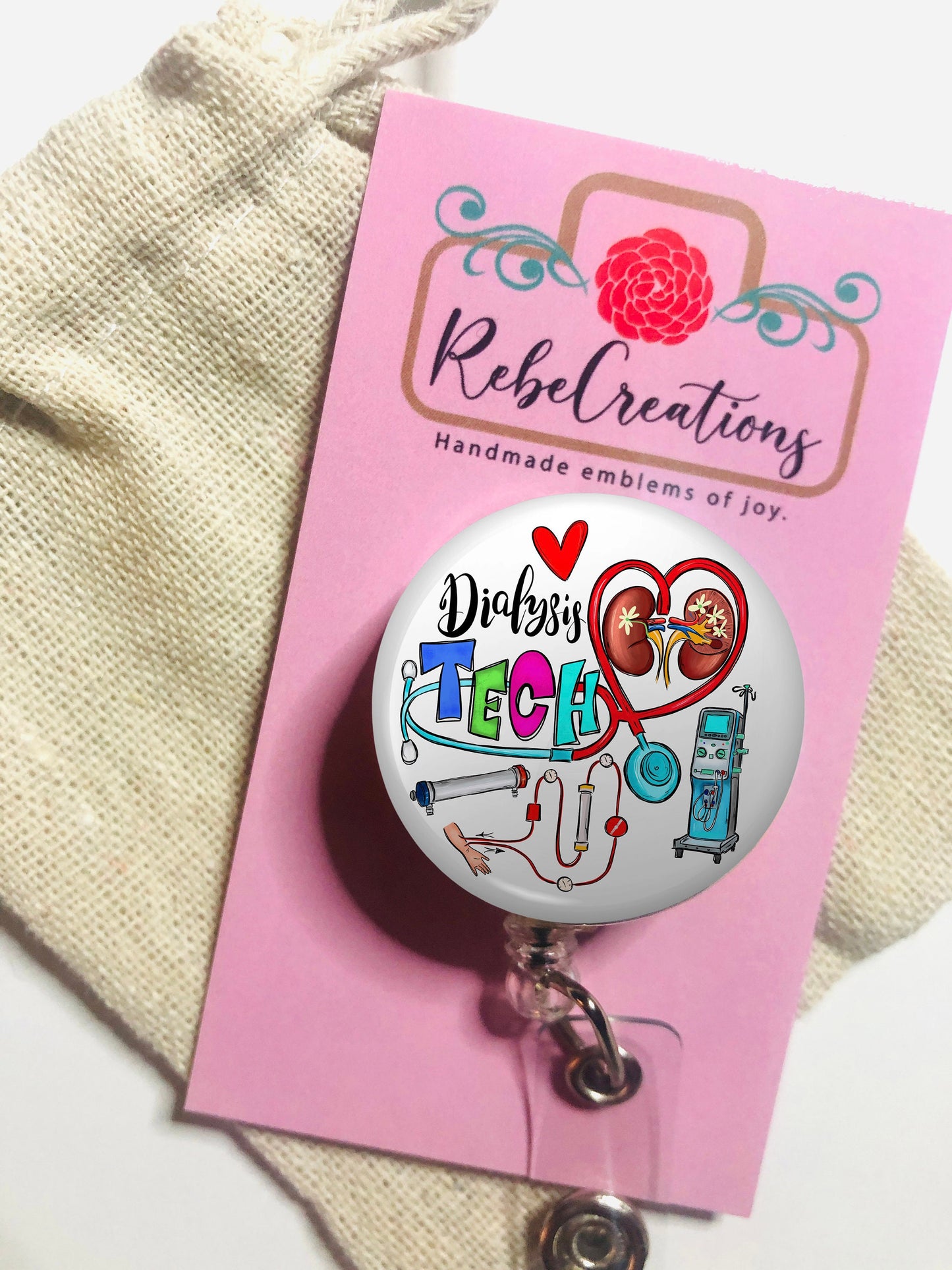 Dialysis Tech Badge Reel - Dialysis Tech ID Badge Reel - ID Retractable badge, ID Badge Reel - Dialysis Tech Gift