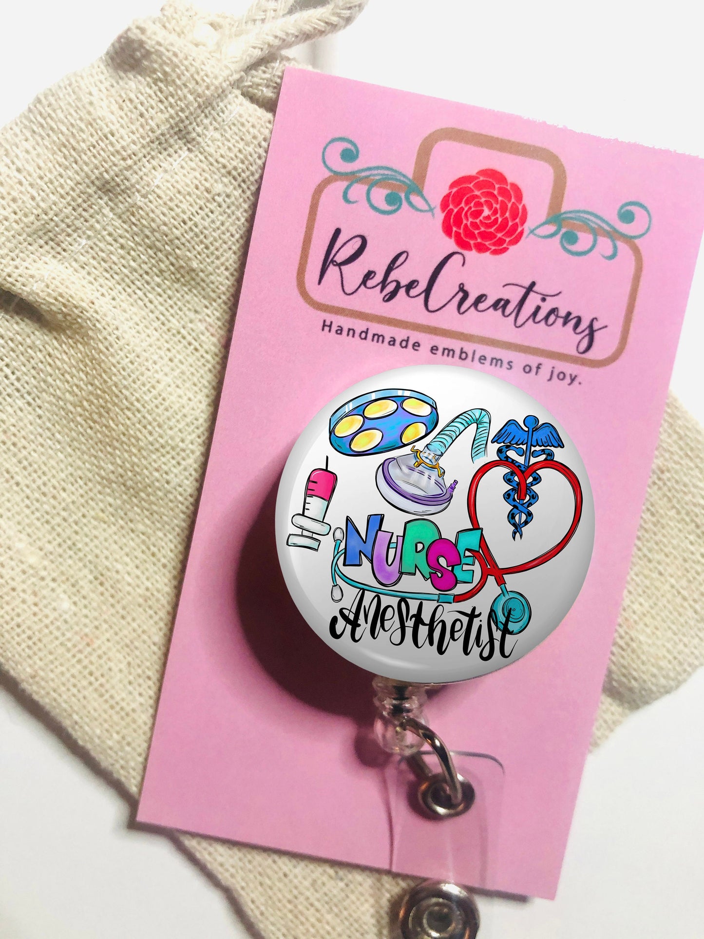Nurse Anesthetist Badge Reel - Nurse ID Badge Reel - ID Retractable badge, ID Badge Reel - Nurse Anesthetist Gift