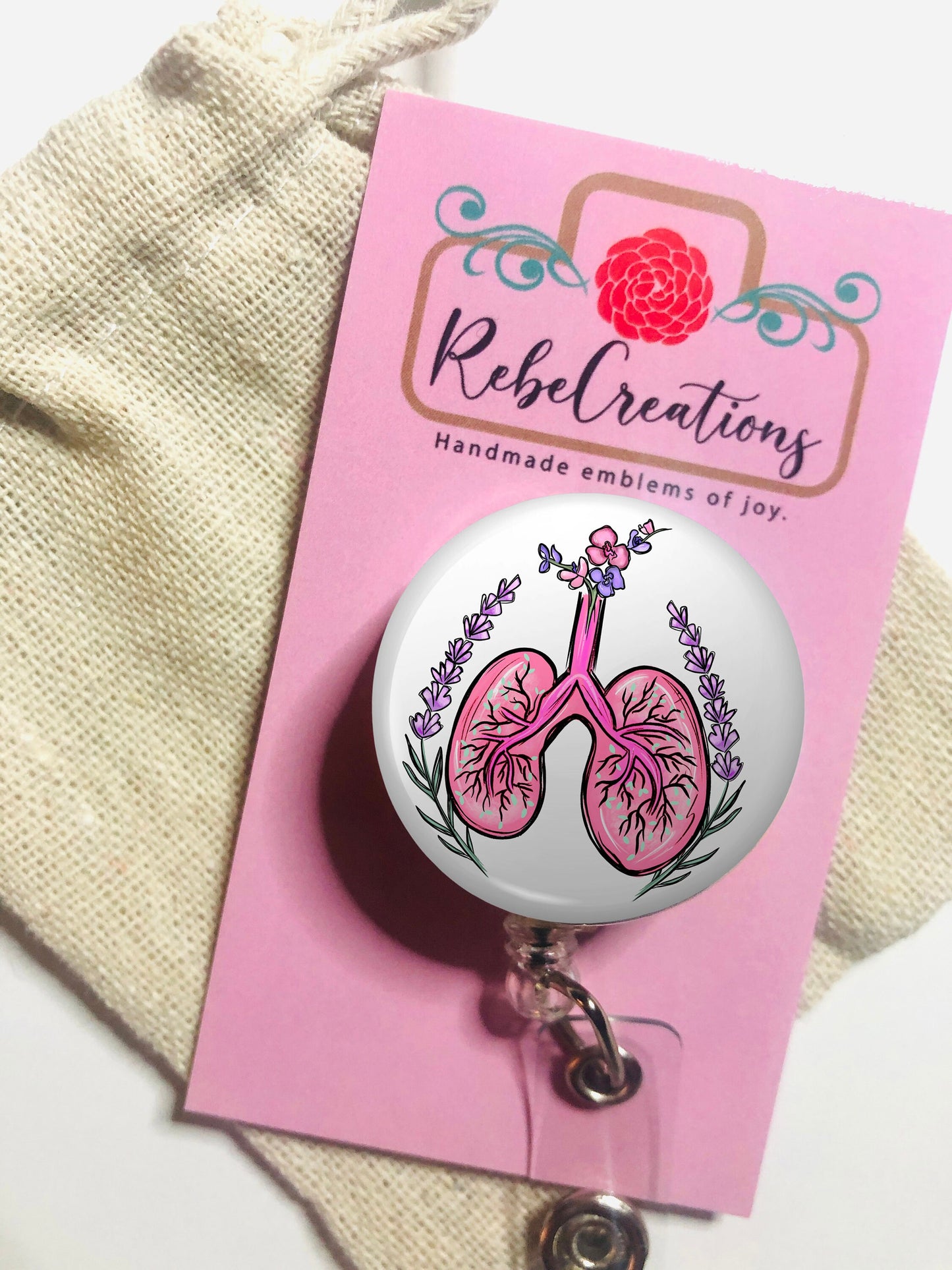 Lungs Badge Reel - Nurse ID Badge Reel - Pulmonology Nurse- Lung Rn - ID Retractable badge - ID Badge Reel - Nurse Gift