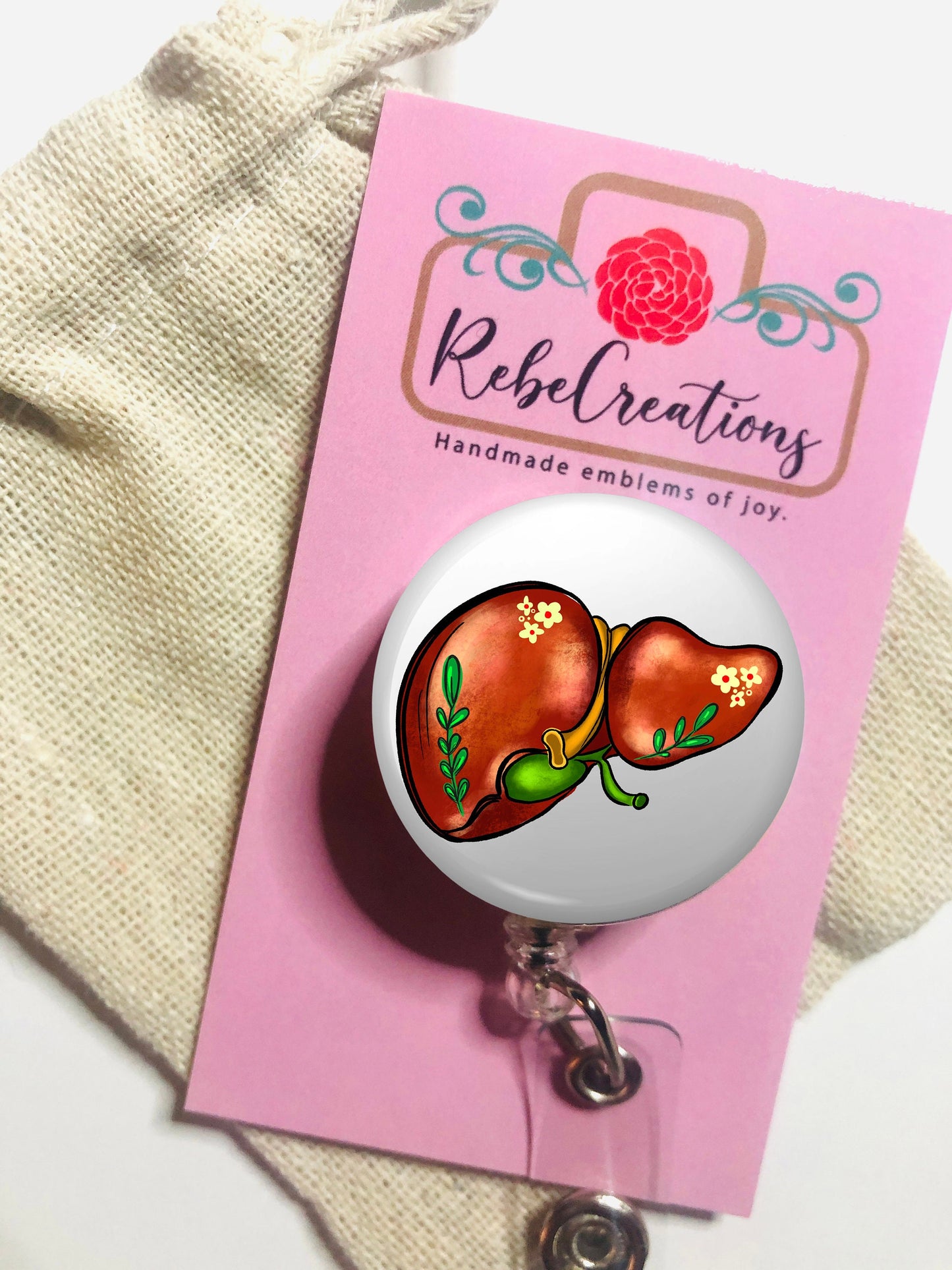 Liver Badge Reel - Nurse ID Badge Reel - Gi Nurse- Gi Rn - ID Retractable badge - ID Badge Reel - Nurse Gift