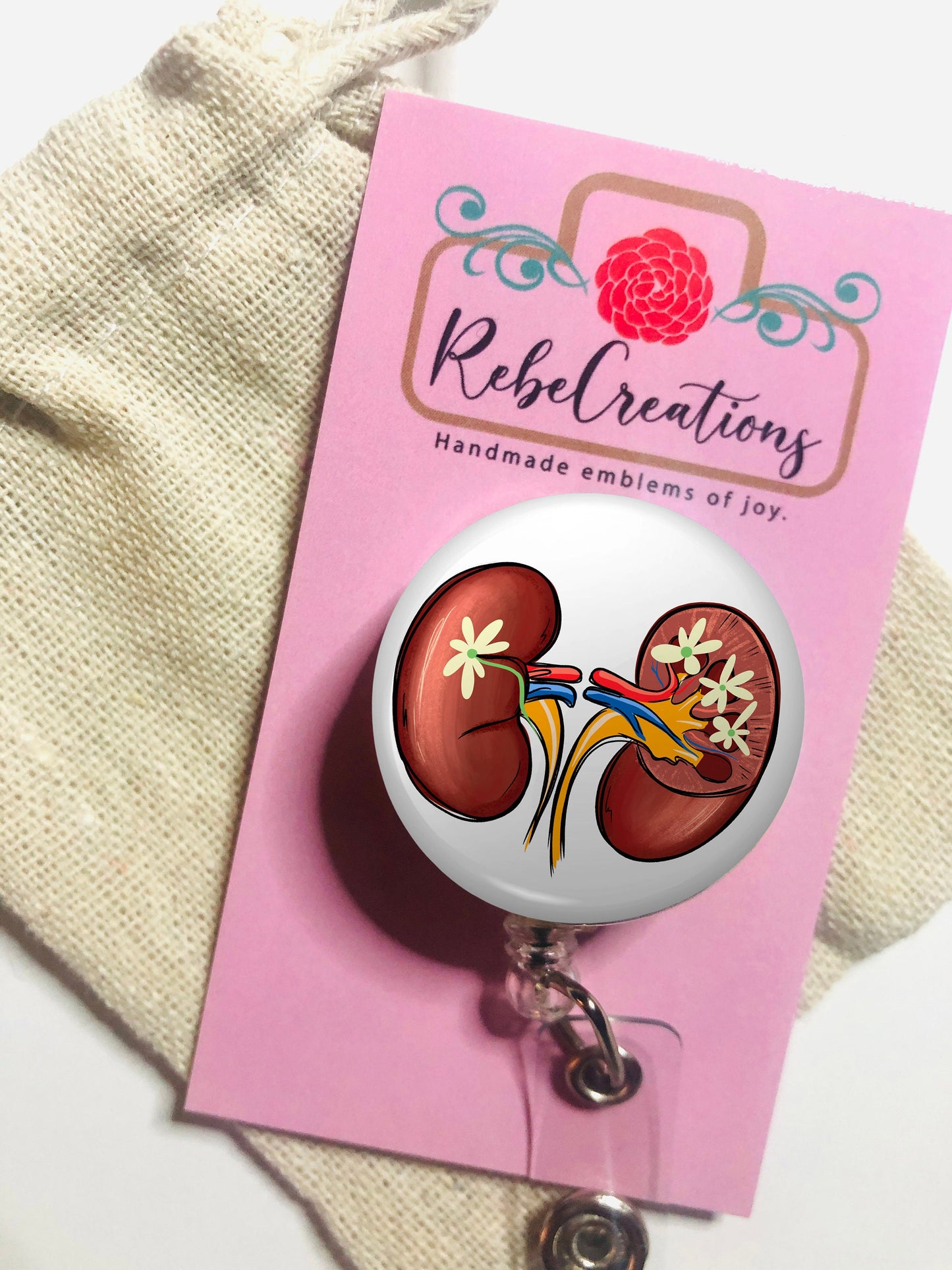 Kidney Badge Reel - Nurse ID Badge Reel - Renal Nurse- Kidney Rn - ID Retractable badge - ID Badge Reel - Renal Nurse Gift
