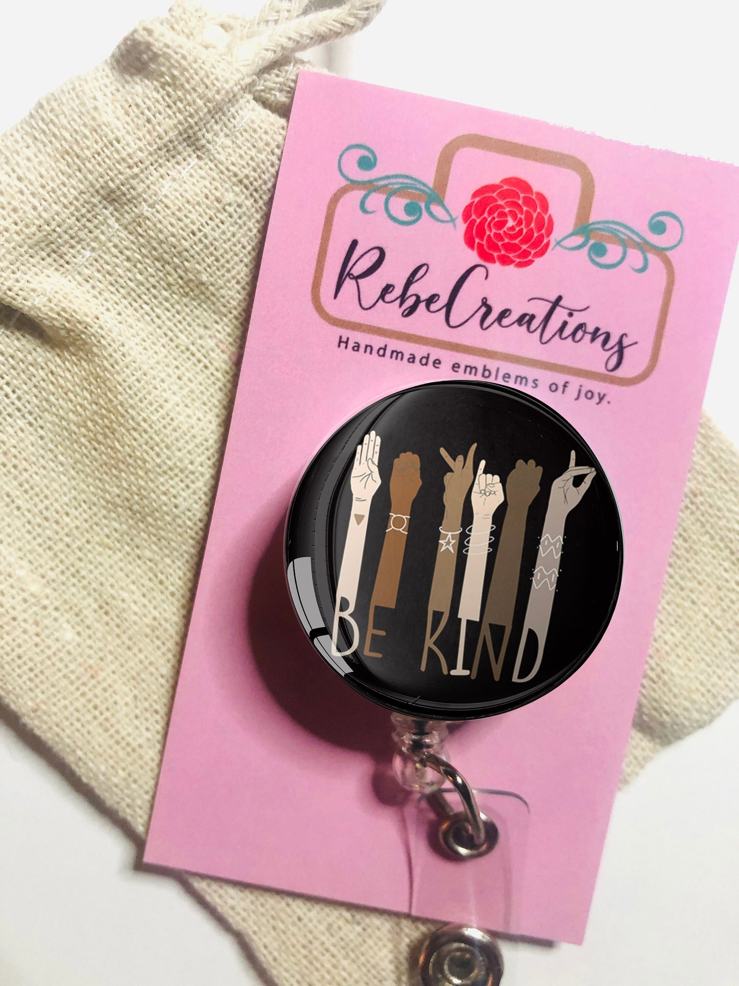 Be Kind Badge Reel - Be Kind ID Badge Reel - ID Retractable badge, ID Badge Reel