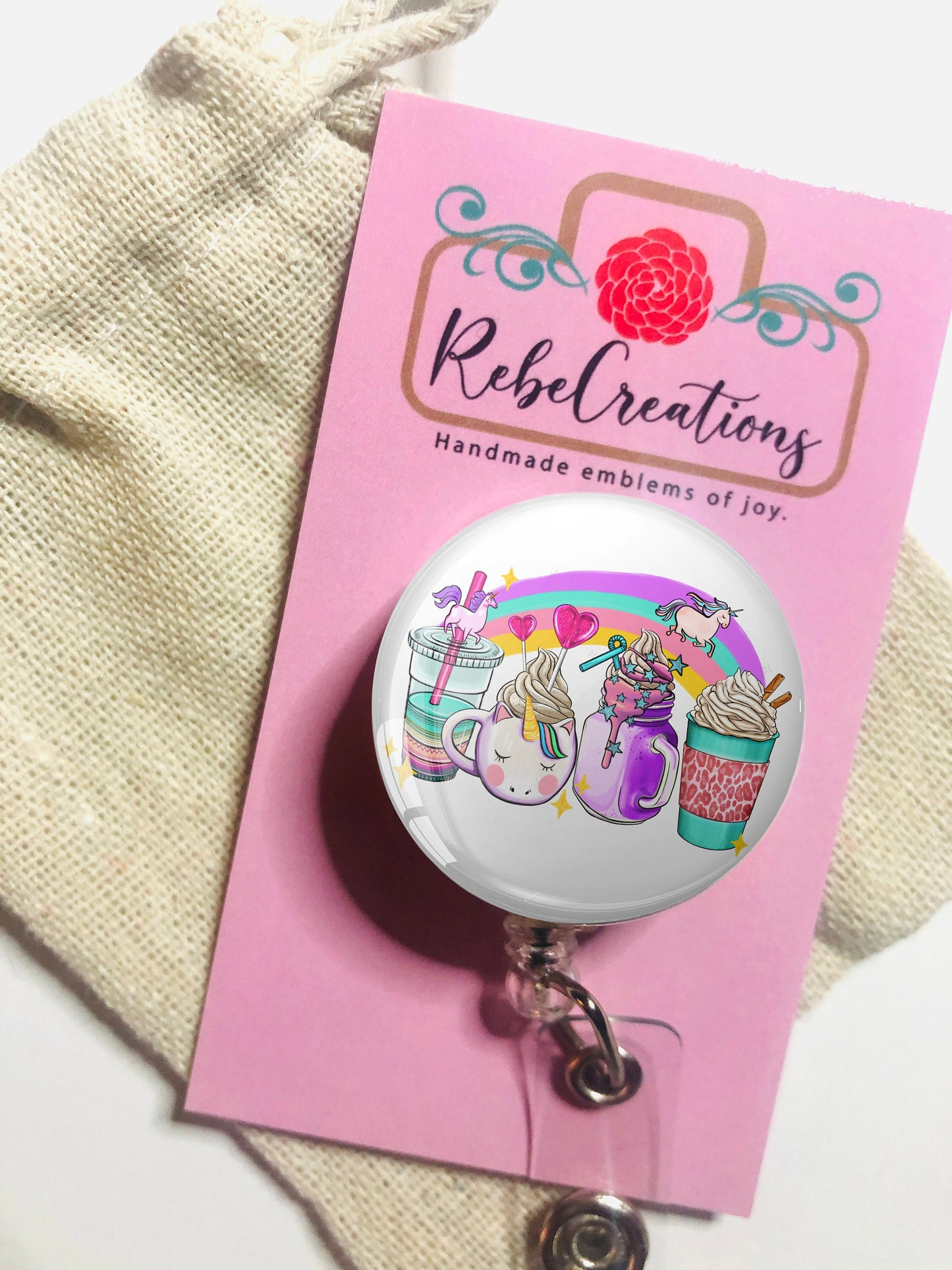 Unicorn Badge Reel - Unicorn ID Badge Reel - ID Retractable badge, ID Badge Reel - Unicorn Gift