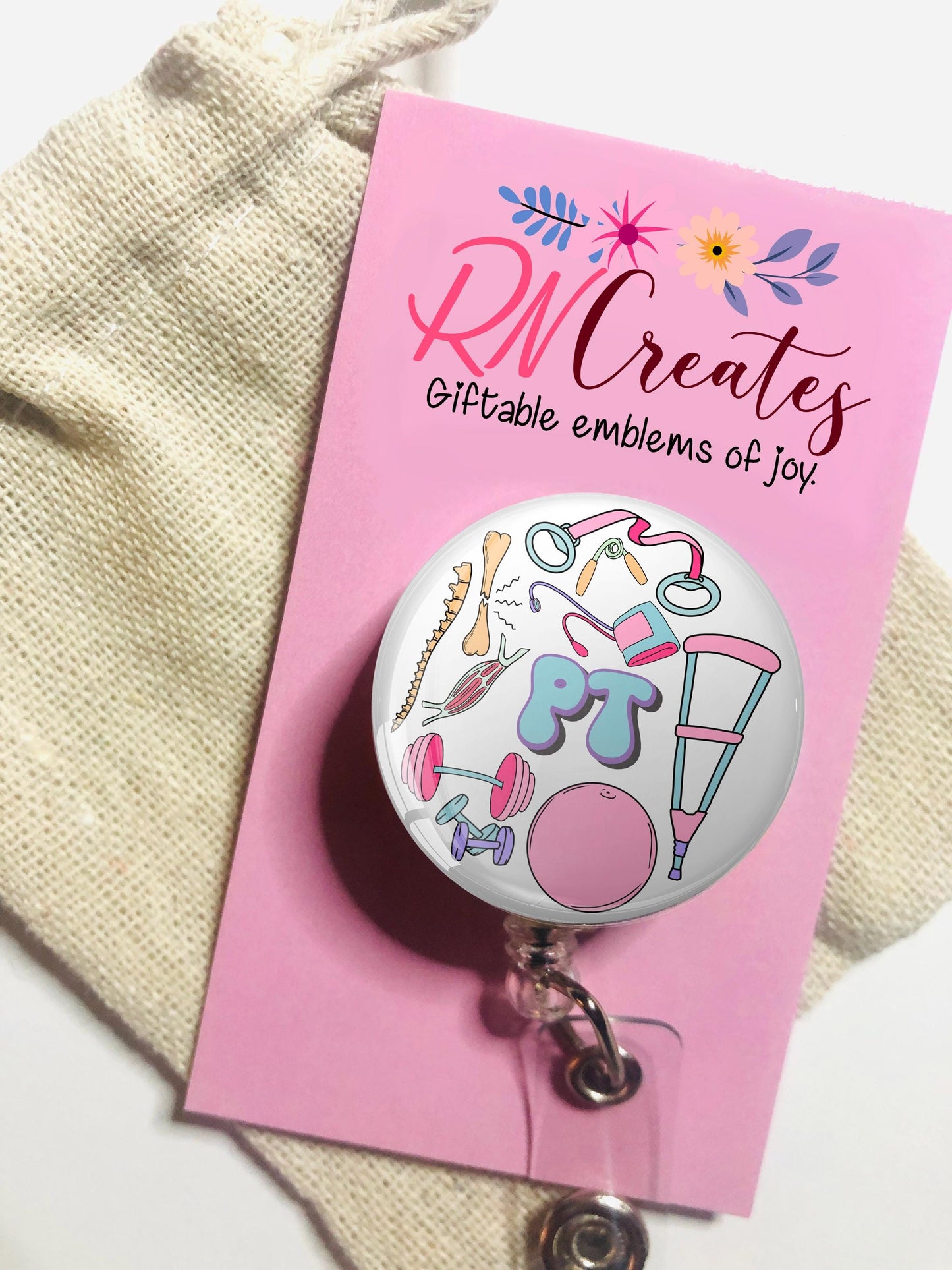 Physical Therapist Badge Reel - PT Badge Reel - ID Retractable badge, ID Badge Reel - Pt Gift