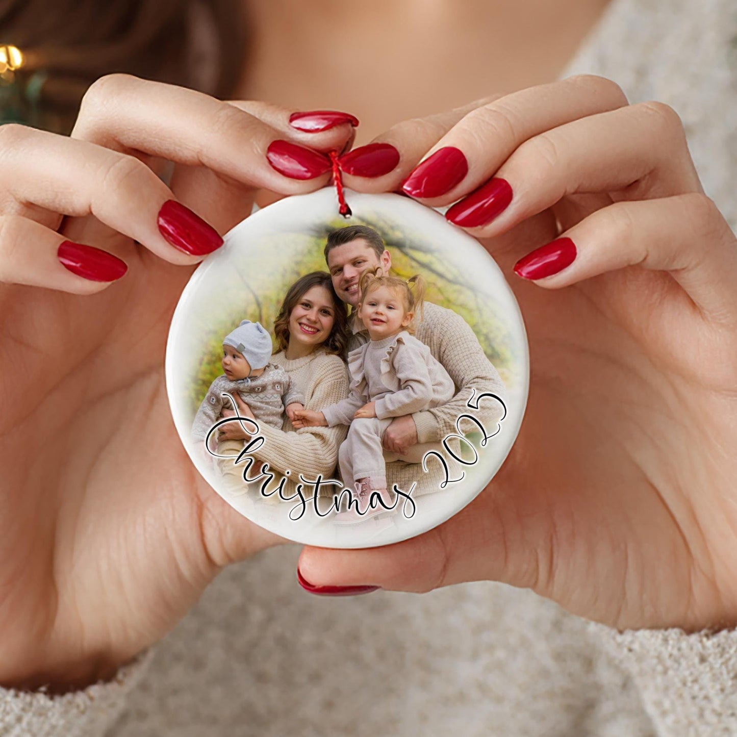 Personalized Family Christmas Ornament, Custom Family Ornament, Ceramic Ornament, Christmas Gift