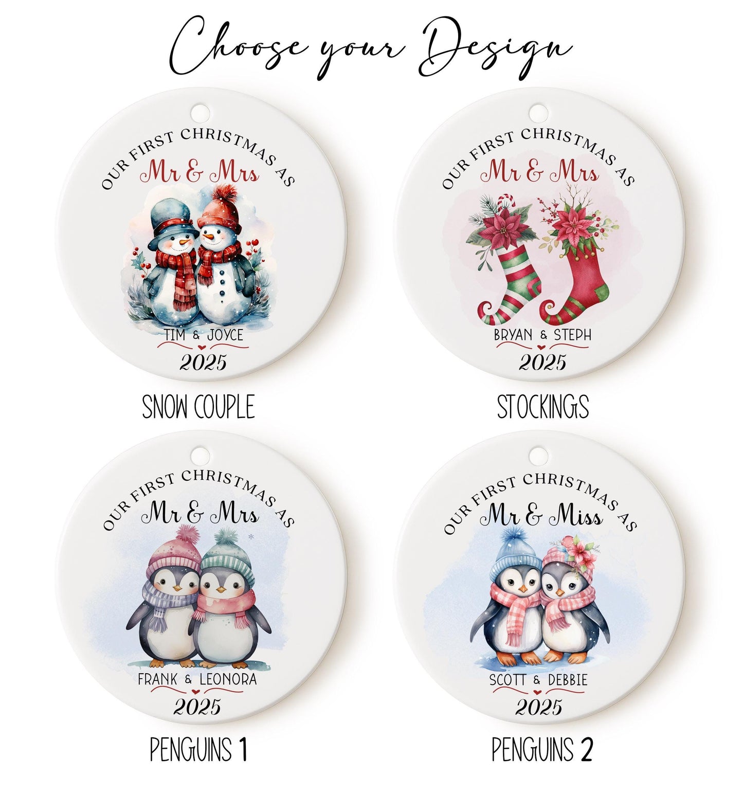 Peresonalized First Christmas as Mr. & Mrs. Ceramic Ornament, Ceramic Ornament, Christmas Gift