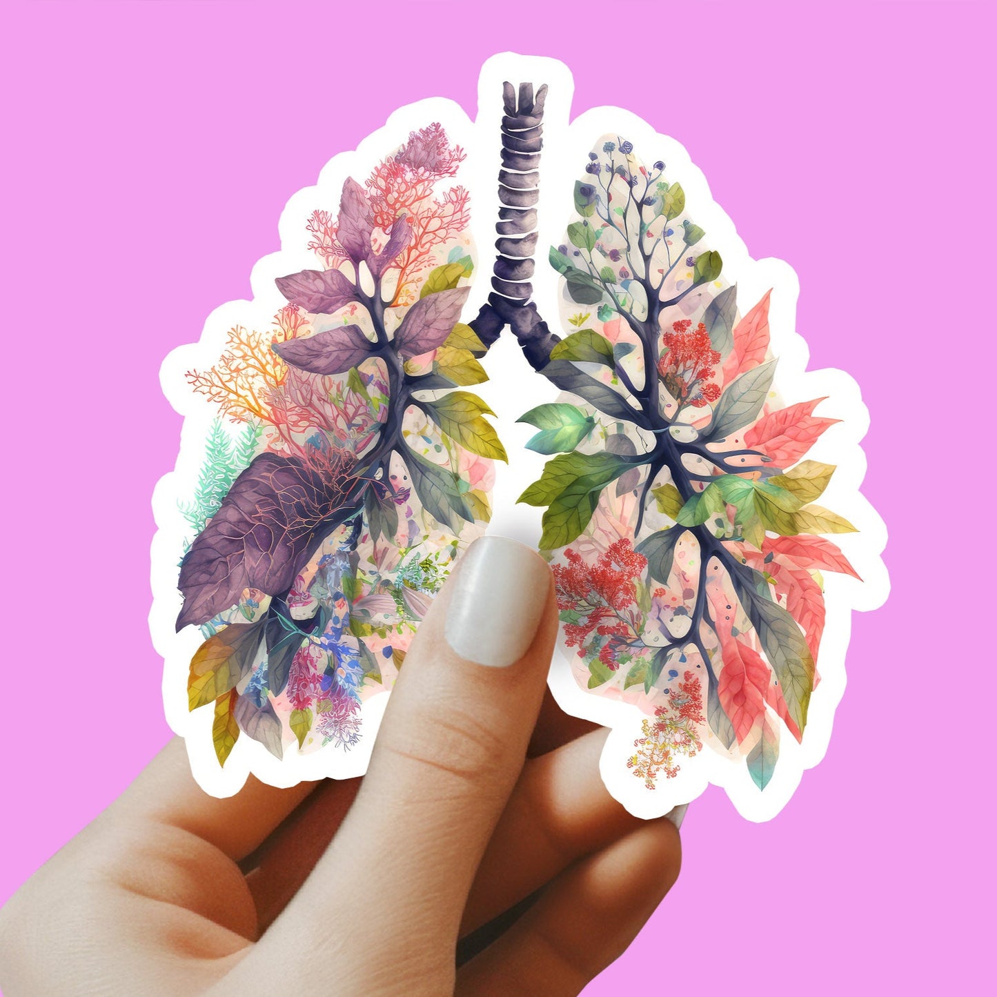 Lungs Sticker - Lungs with Flower Sticker - Anatomy Sticker - Medical Sticker - Medical Gift - Decorative Sticker - Sticker