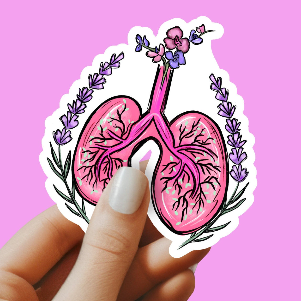 Lungs Sticker - Lungs with Flower Sticker - Anatomy Sticker - Medical Sticker - Medical Gift - Decorative Sticker - Sticker