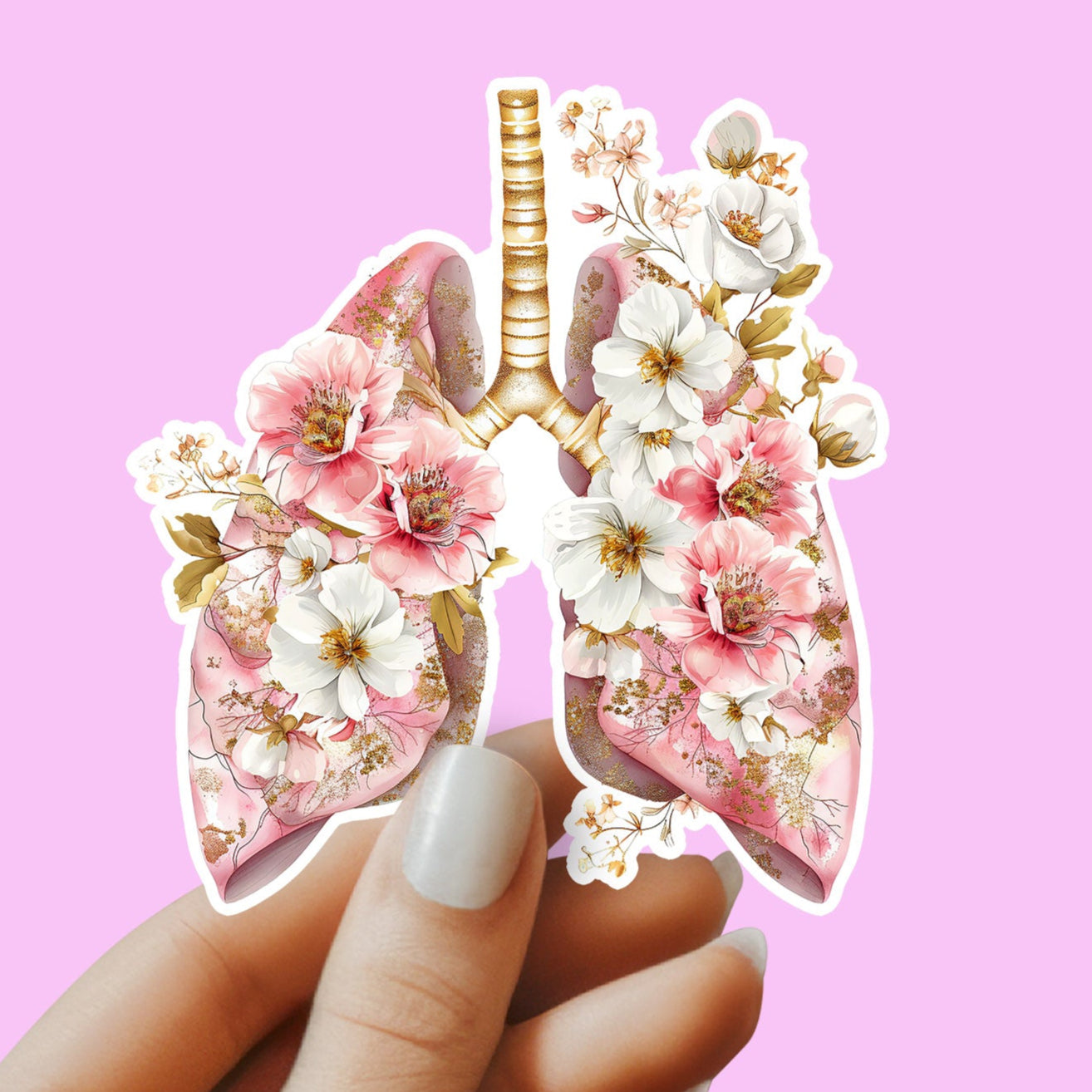 Lungs Sticker - Lungs with Flower Sticker - Anatomy Sticker - Medical Sticker - Medical Gift - Decorative Sticker - Sticker (Copy)