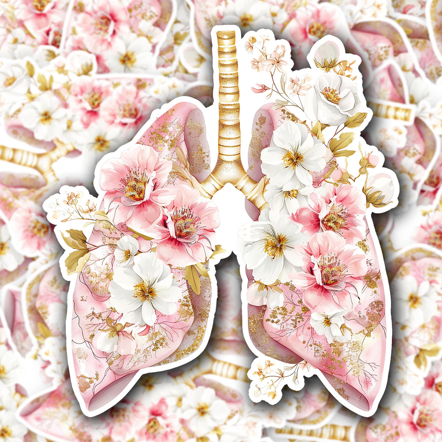 Lungs Sticker - Lungs with Flower Sticker - Anatomy Sticker - Medical Sticker - Medical Gift - Decorative Sticker - Sticker (Copy)