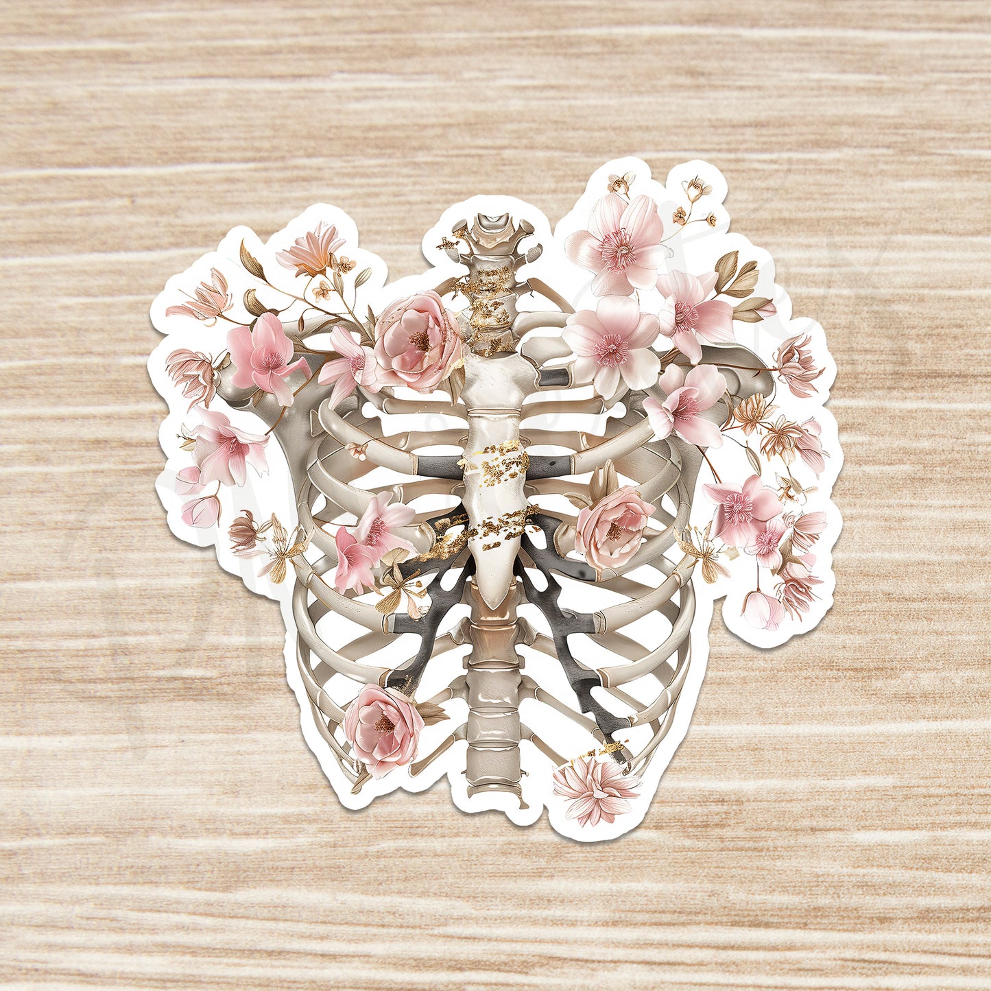 Ribs Sticker - Ribs with Flower Sticker - Anatomy Sticker - Medical Sticker - Medical Gift - Decorative Sticker - Sticker