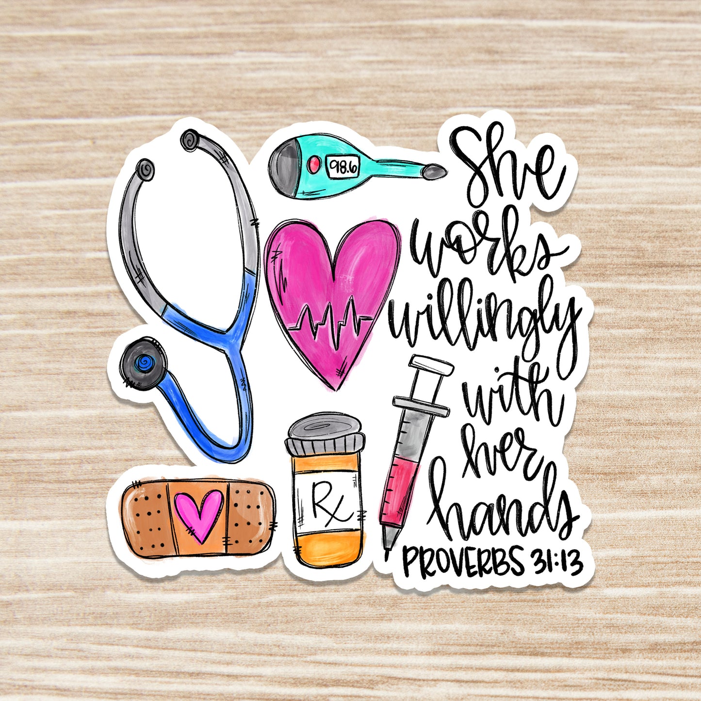 Nurse Sticker - She willingly works with her hands Sticker - RN Sticker - Nurse Gift - Decorative Sticker - Sticker
