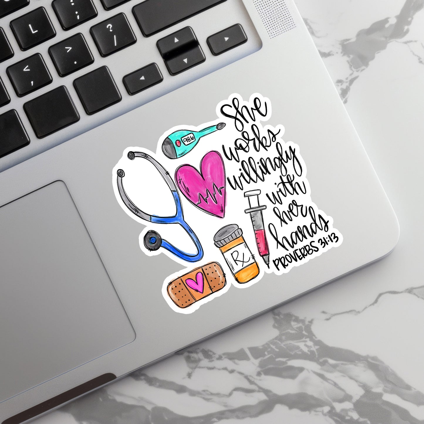 Nurse Sticker - She willingly works with her hands Sticker - RN Sticker - Nurse Gift - Decorative Sticker - Sticker