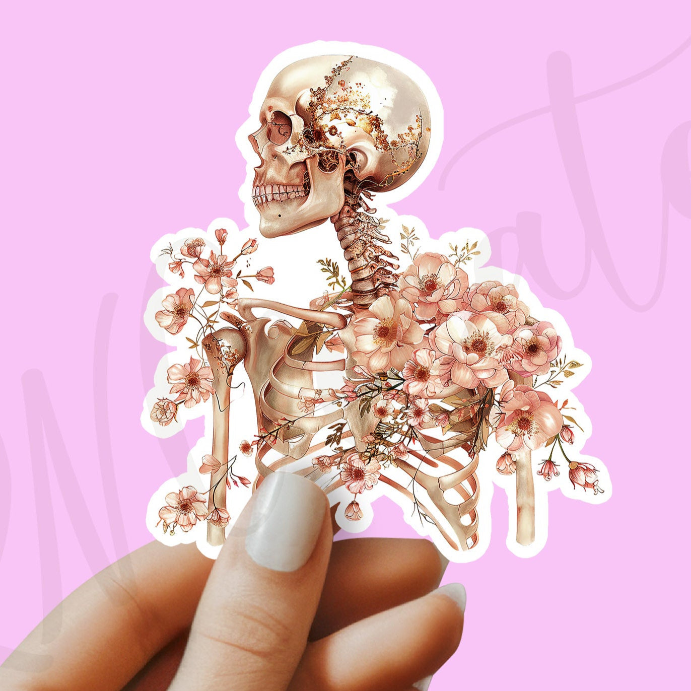 Skeleton Sticker - Skeleton with Flower Sticker - Anatomy Sticker - Medical Sticker - Medical Gift - Decorative Sticker - Sticker