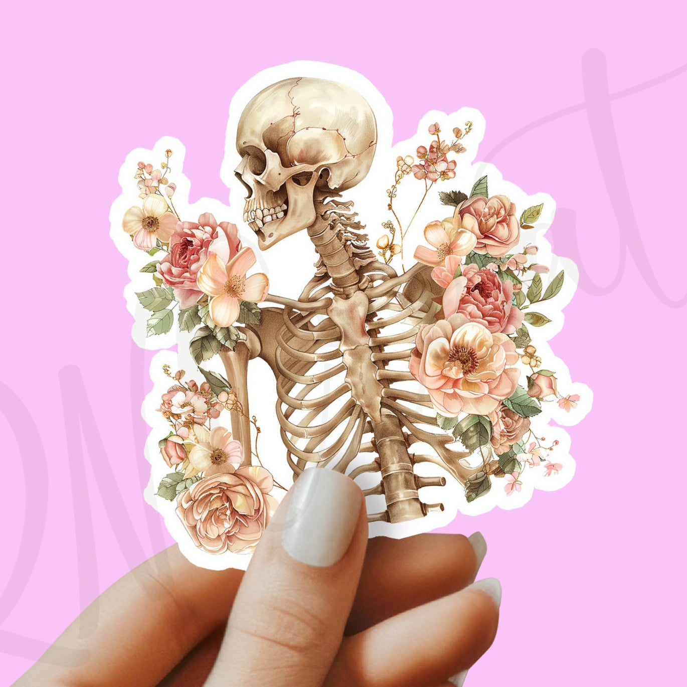 Skeleton Sticker - Skeleton with Flower Sticker - Anatomy Sticker - Medical Sticker - Medical Gift - Decorative Sticker - Sticker