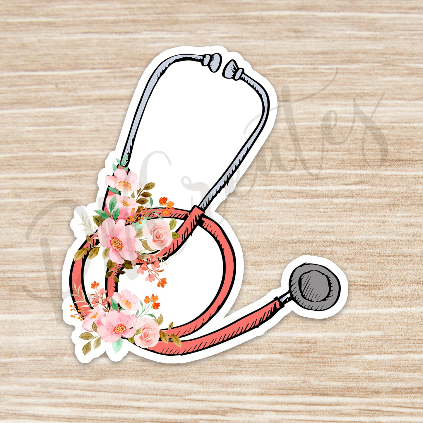 Stethoscope with flowers Sticker - Nurse Sticker - RN Sticker - Nurse Gift - Decorative Sticker - Sticker