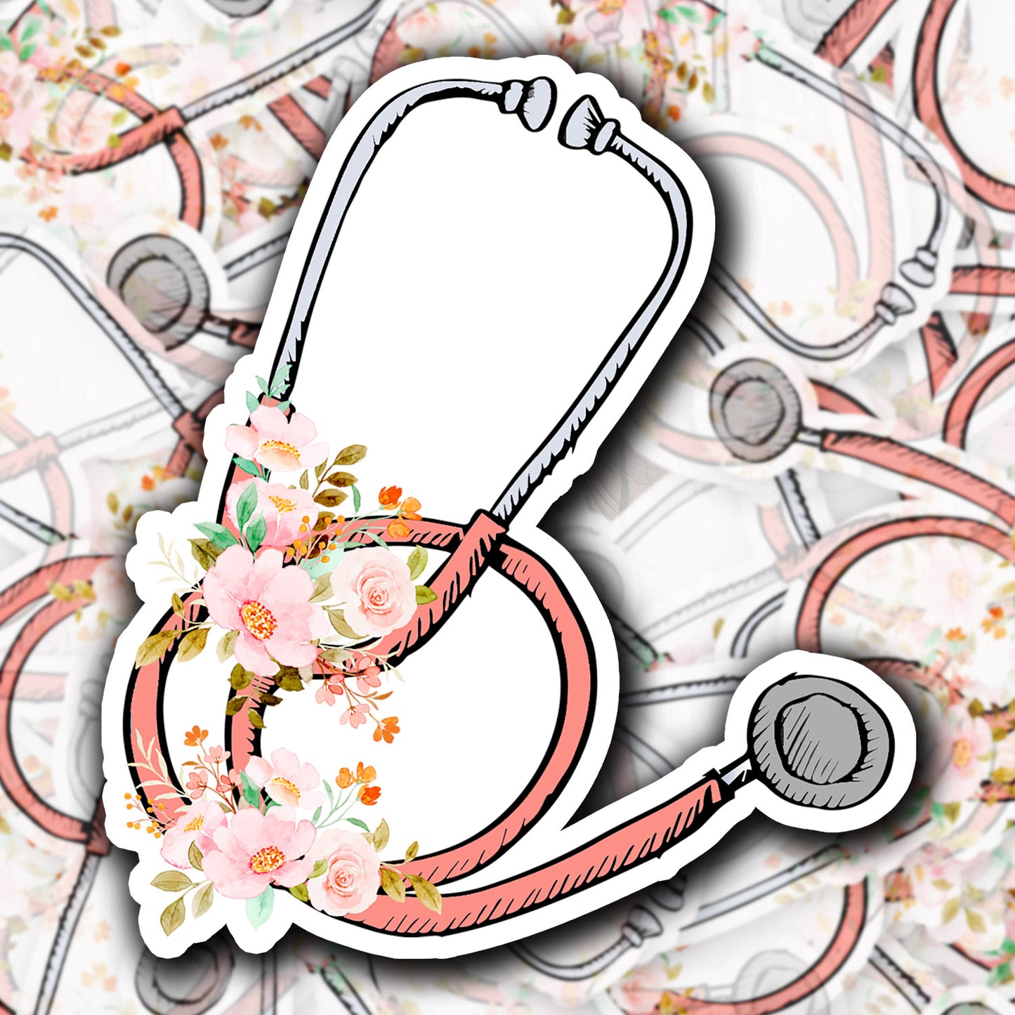 Stethoscope with flowers Sticker - Nurse Sticker - RN Sticker - Nurse Gift - Decorative Sticker - Sticker