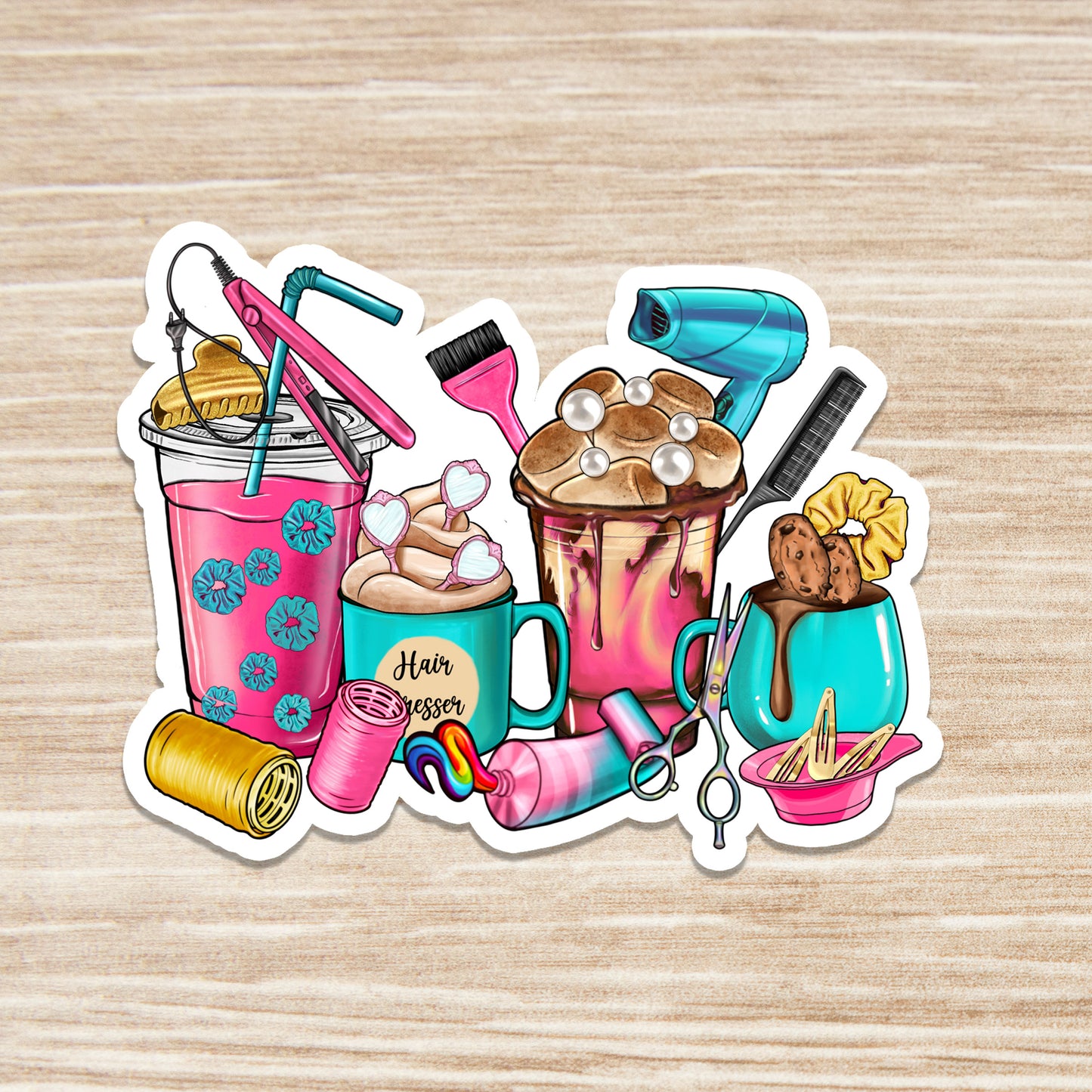 Hairstylist Sticker -She works willingly with her hands - Decorative Sticker - Sticker