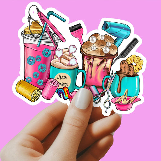 Hairstylist Sticker -She works willingly with her hands - Decorative Sticker - Sticker