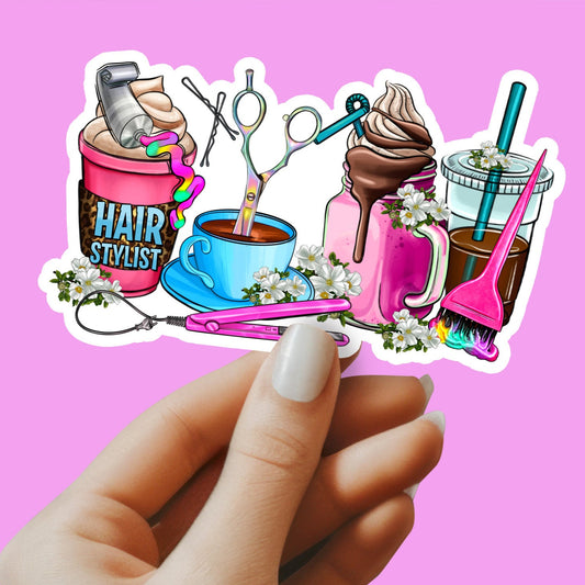 Hairstylist Sticker -She works willingly with her hands - Decorative Sticker - Sticker