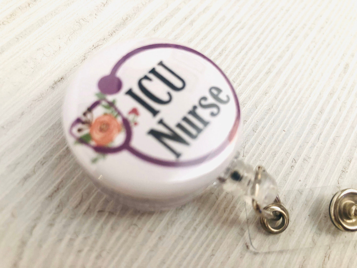 ICU Nurse Badge Reel, RN Retractable badge holder, ID Badge Reel, Nurse gift, Badge Reel, Rn Badge Reel, nurse id holder
