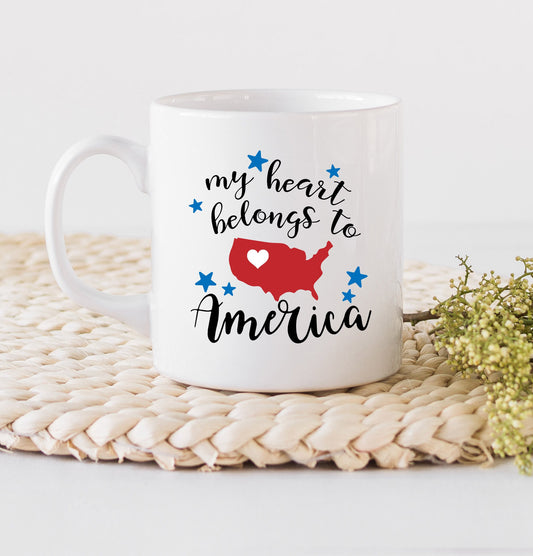 My Heart Belongs to America Mug - Soldier Mug - Military Mug - Mugs - Mugs with Saying