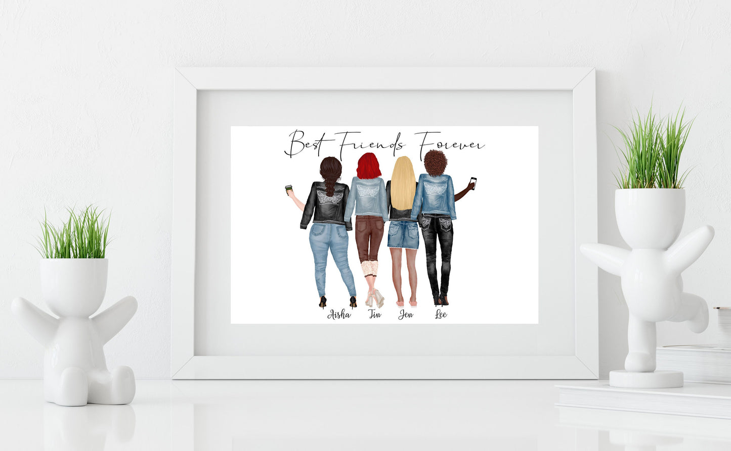 Four Best Friends Print, Customized Best Friends Print, Friendship Print, Friendship Gift, Best Friends Gift, Best Friends Keepsakes