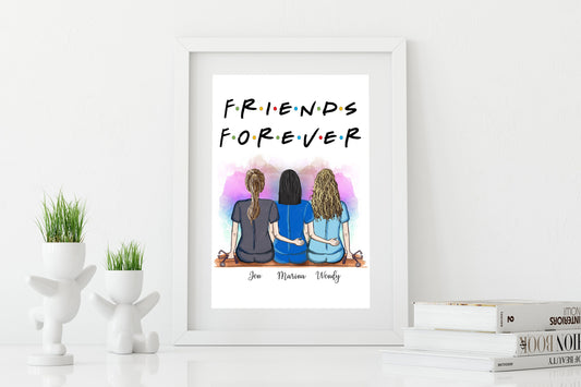 Three Nurses Customized Print, Personalized Nurse Best Friend Print - Nurse Gift - Nurse Print - Nurse Customizable - Male and Female Nurses