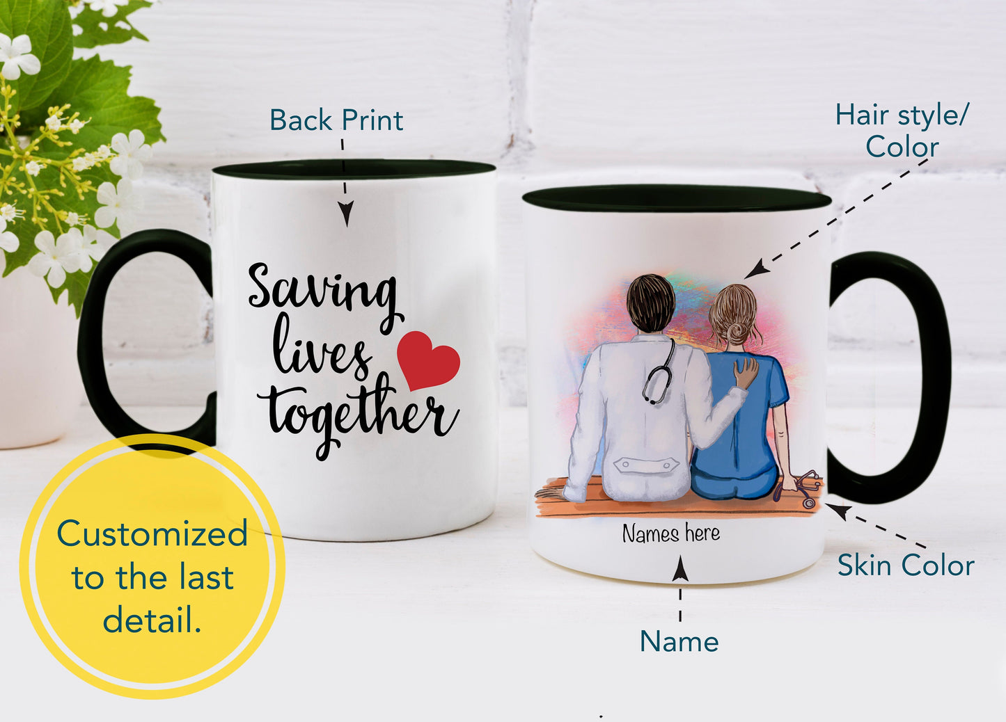 Doctor and Nurse Couple Mug -  Nurse Gift - Doctor Gift  - Personalized Mug - Nurse Mug - Nurse Appreciation - Doctor Appreciation