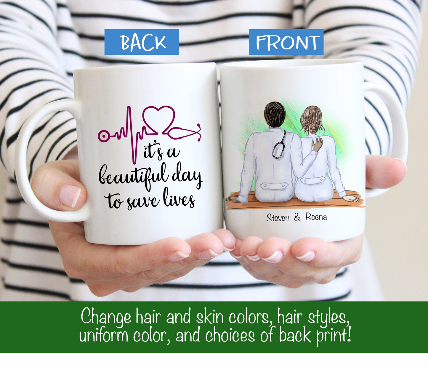 Doctors Couple Mug -  Doctor Gift - Doctors Mug - Customizable Mug - Couples Mug - MD Couple - Doctor Couple