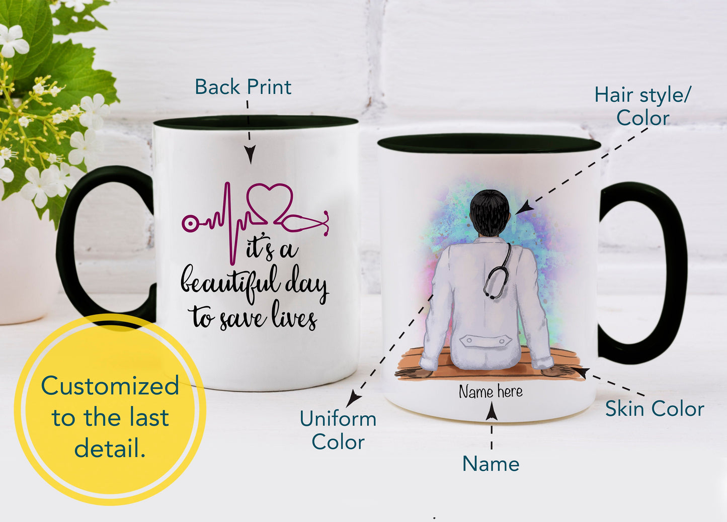 Personalized Doctor Mug -  Male or Female Doctor Gift - Doctor Mug - Doctor Gift - Customizable Mug - Customized Mug
