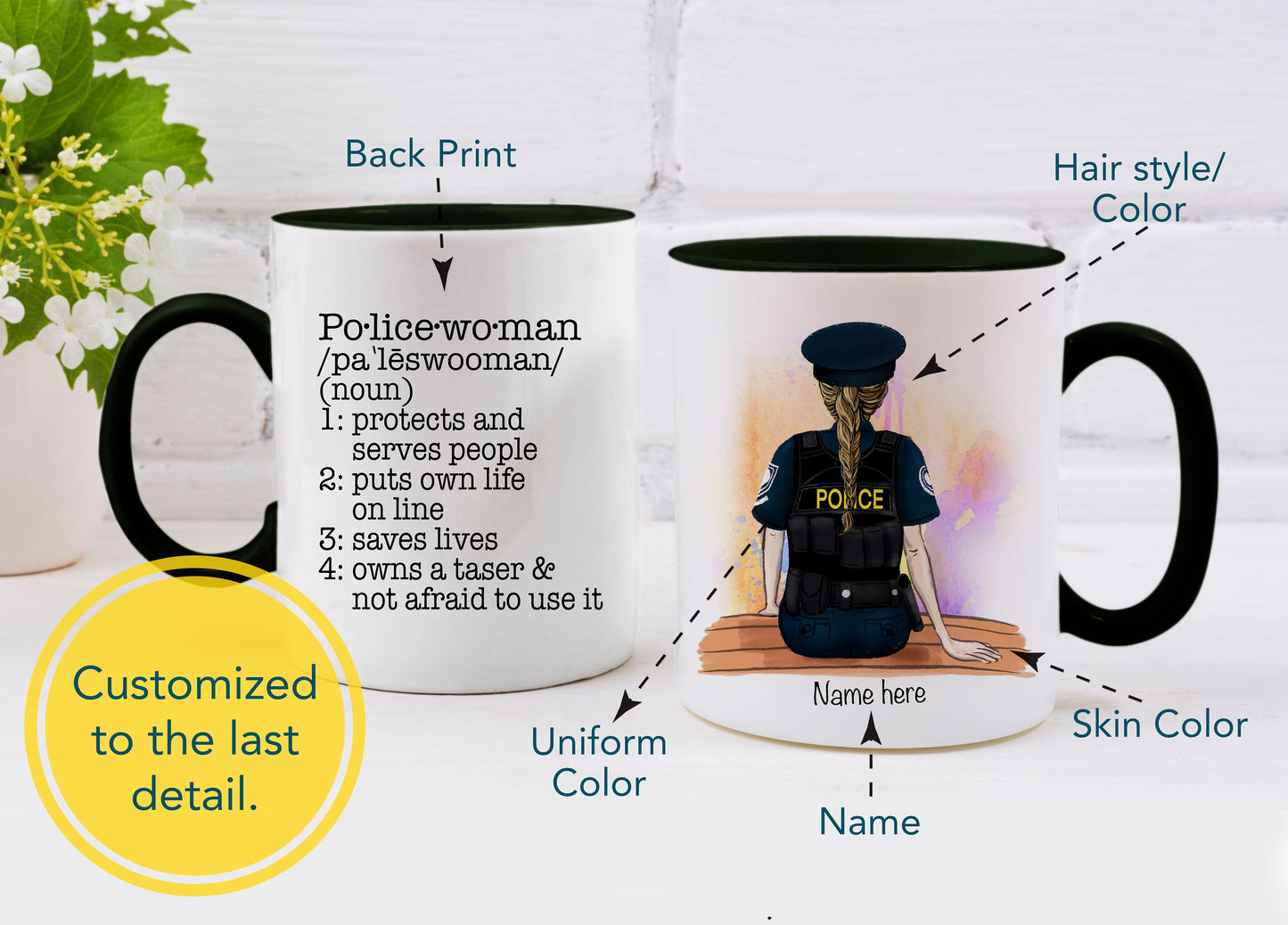 Personalized Police Mug -  Policeman - Policewoman - Male or Female Police Gift - Police Mug - Police Gift - Customized Mug