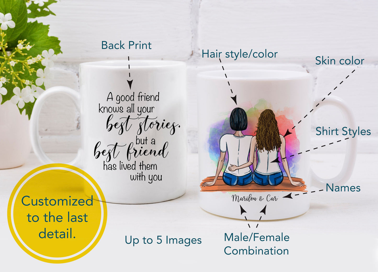 Best Friend Mug Personalized, Custom Best Friend Mug, Best Friend Gifts, Friends Forever Mugs