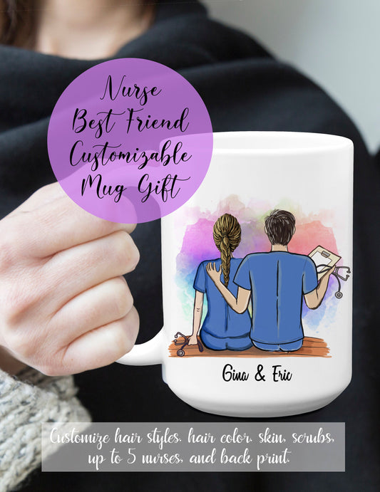 Personalized Nurse Best Friend Mug - Nursing Gift - Nurse Coffee Mug - Customizable Mug - Nursing Student Gift - Male and Female Nurses