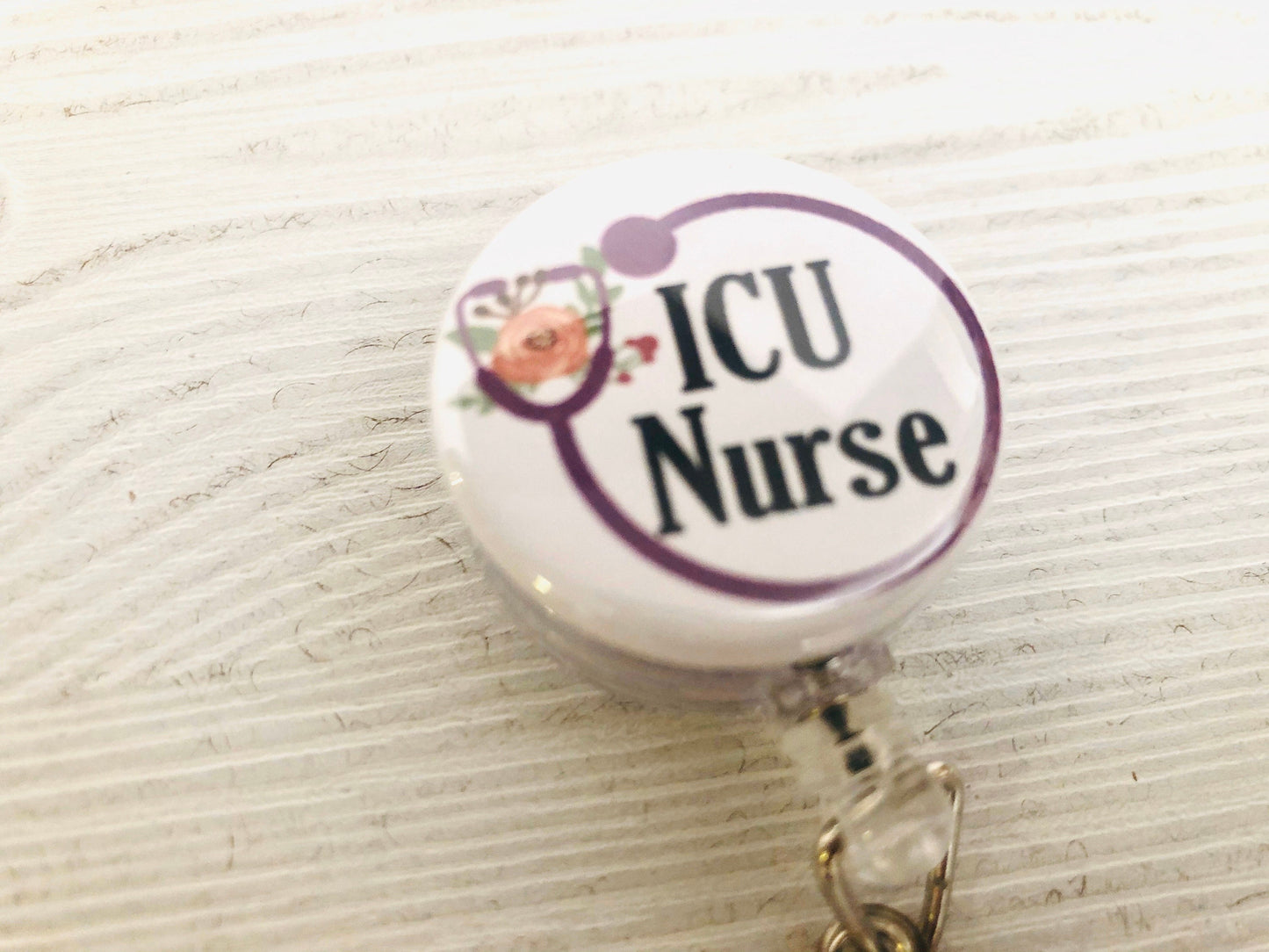 ICU Nurse Badge Reel, RN Retractable badge holder, ID Badge Reel, Nurse gift, Badge Reel, Rn Badge Reel, nurse id holder