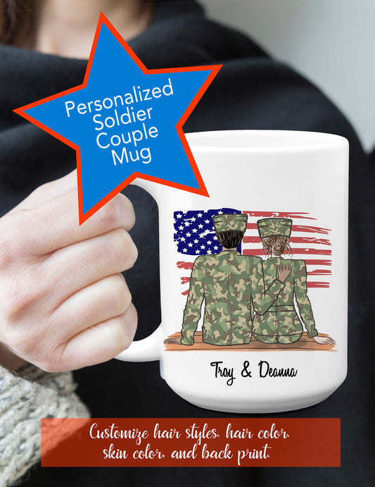 Personalized Soldier Couple Mug - Military Couple Gift - Soldier Coffee Mug - Customizable Mug - Couple Mug - Soldiers - Military Mug