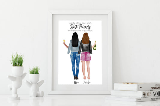 Two Best Friends Print, Customized Best Friends Print, Friendship Print, Friendship Gift, Best Friends Gift, Best Friends Keepsakes