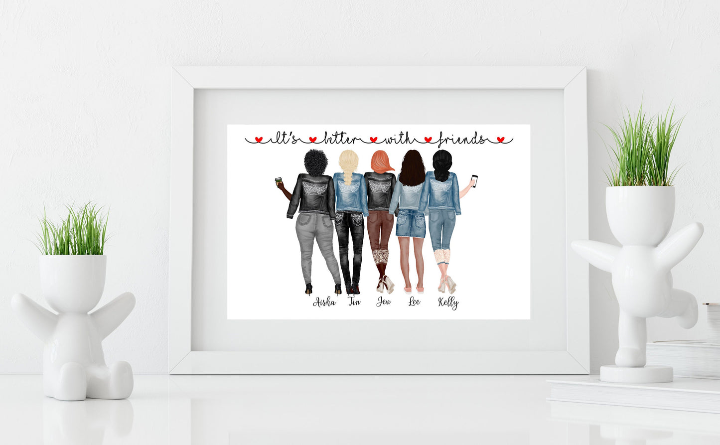 Five Best Friends Print, Customized Best Friends Print, Friendship Print, Friendship Gift, Best Friends Gift, Best Friends Keepsakes