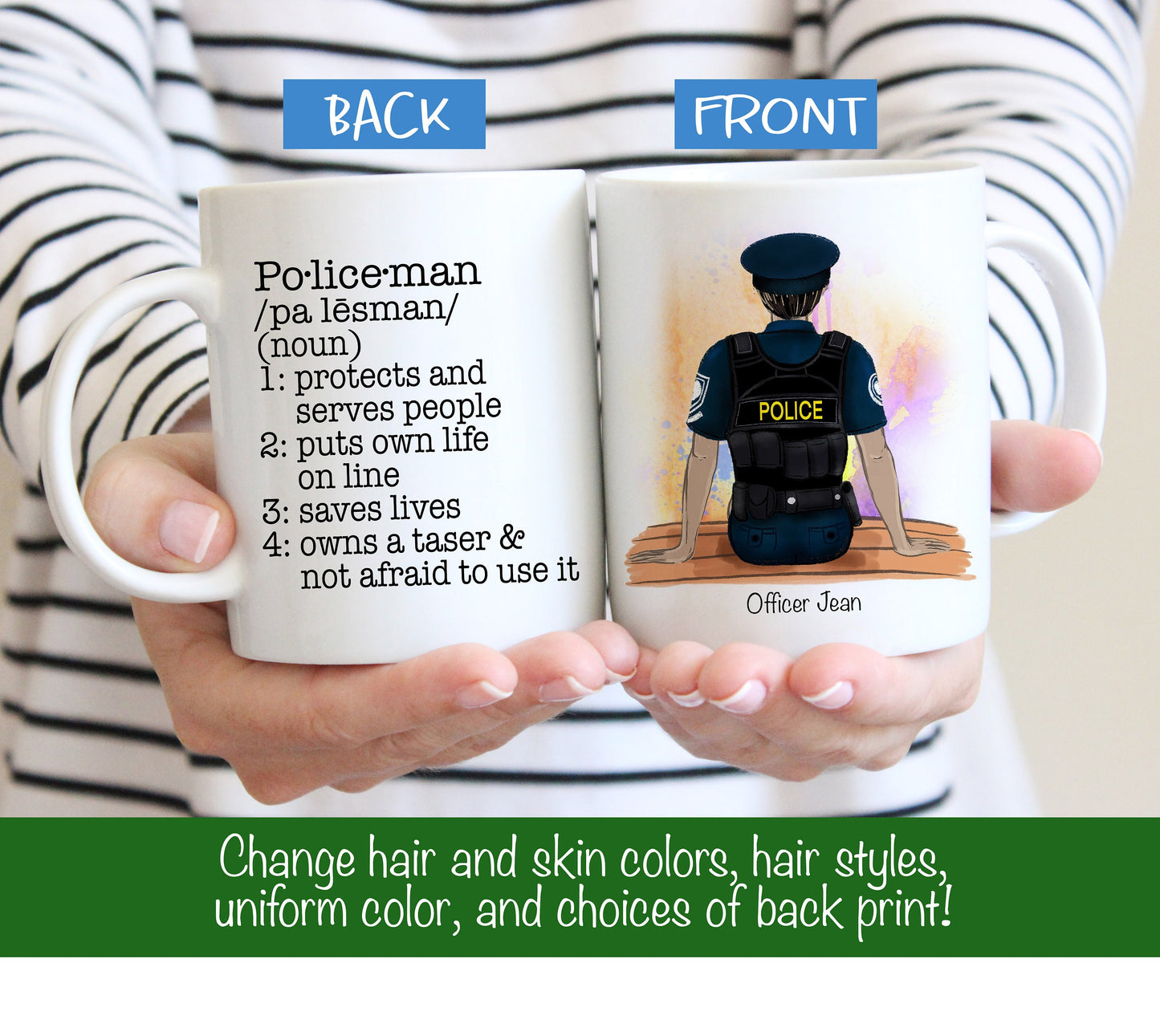 Personalized Police Mug -  Policeman - Policewoman - Male or Female Police Gift - Police Mug - Police Gift - Customized Mug