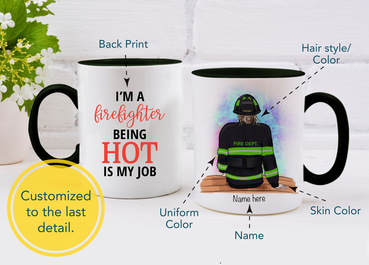 Personalized Firefighter Mug -  Firefighter - Male or Female Firefighter Gift - Firefighter Mug - Firefighter Gift - Customized Mug