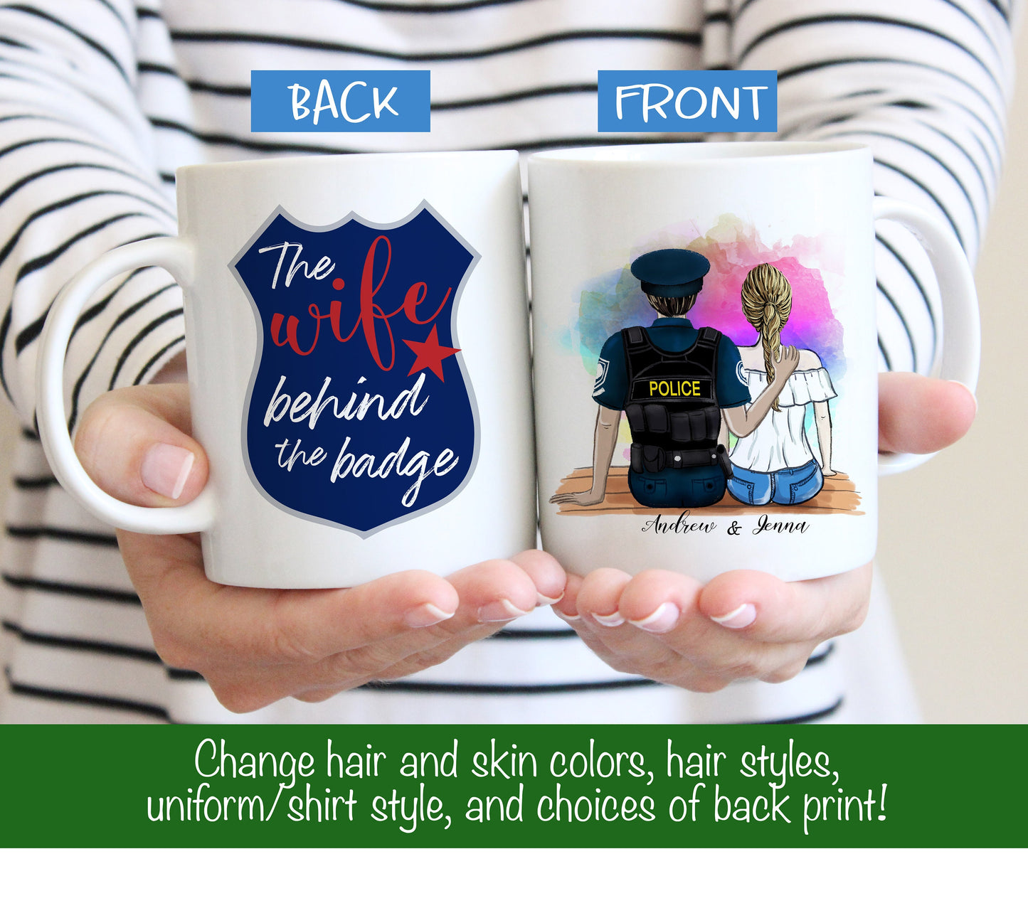 Customized Police Couple Mug -  Police Wife Mug - Police Wife Gift - Police Husband - Proud Police Wife - Customizable Mug - Couples Mug