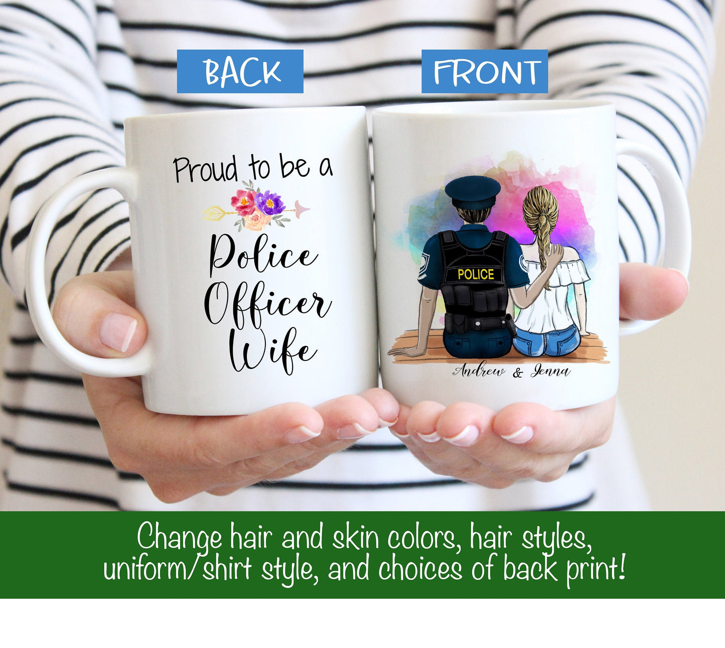Customized Police Couple Mug -  Police Wife Mug - Police Wife Gift - Police Husband - Proud Police Wife - Customizable Mug - Couples Mug